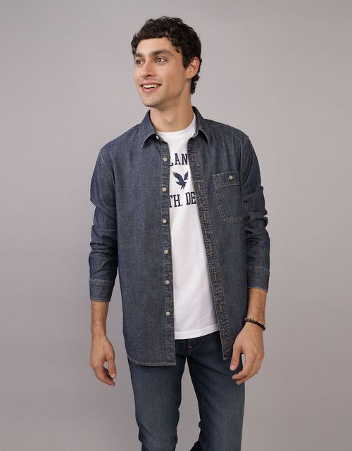 Camisa en Denim Manga Larga Hombre AE