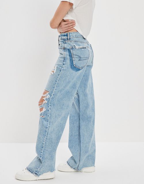 Jeans Ae holgados de pernera ancha y cintura súper alta rasgados Dreamy Drape