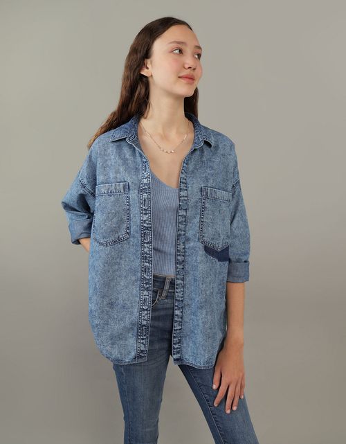 Camisa AE denim manga larga