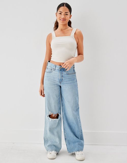 Pantalones AE anchos de tiro alto y rasgados