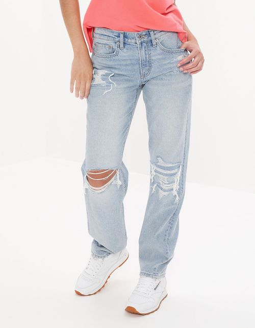 Jean AE straight fit con rotos estilo noventero