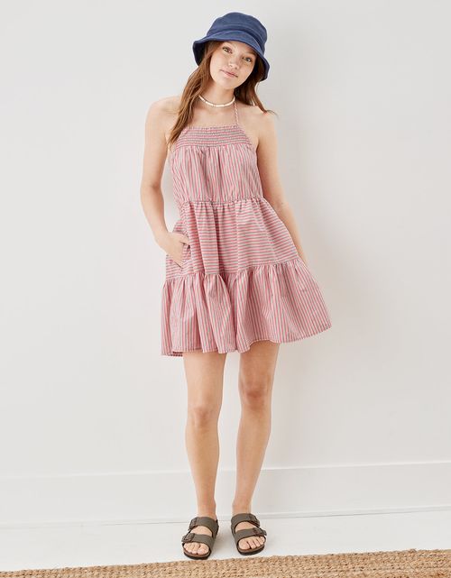 Vestido Mini AE con cuello alto tipo halter en popelina