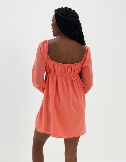 Minivestido Ae babydoll de manga larga con anillos en el frente
