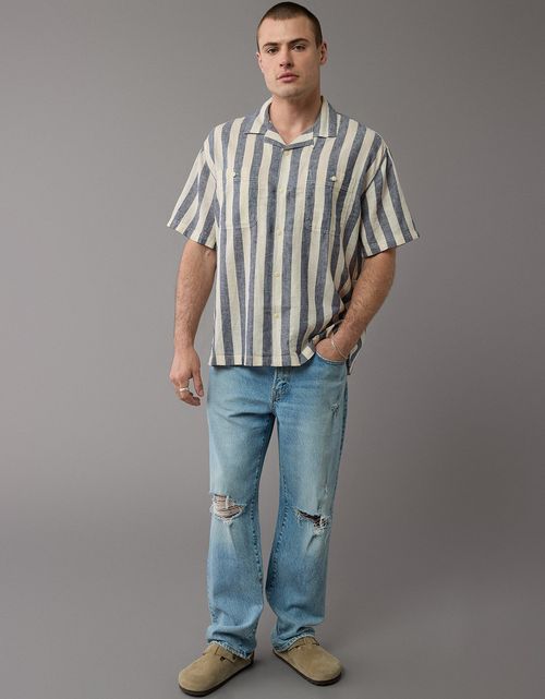 Camisa Manga Corta de Rayas Hombre AE