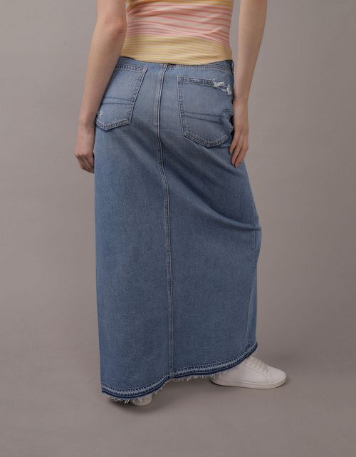 Falda larga Denim con abertura de Mujer