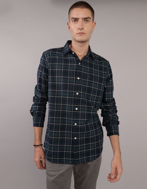 Camisa Manga Larga con patrón de cuadros Hombre AE