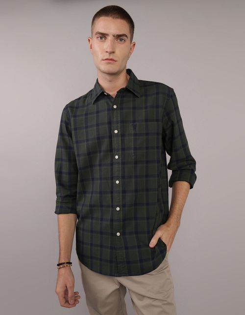 Camisa Manga Larga con patrón de cuadros Hombre AE