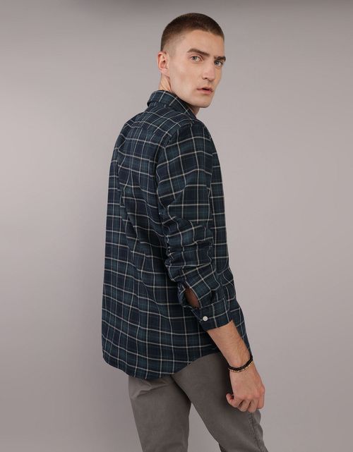 Camisa Manga Larga con patrón de cuadros Hombre AE