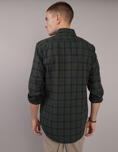 Camisa Manga Larga con patrón de cuadros Hombre AE
