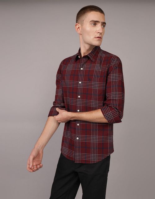 Camisa Manga Larga con patrón de cuadros Hombre AE