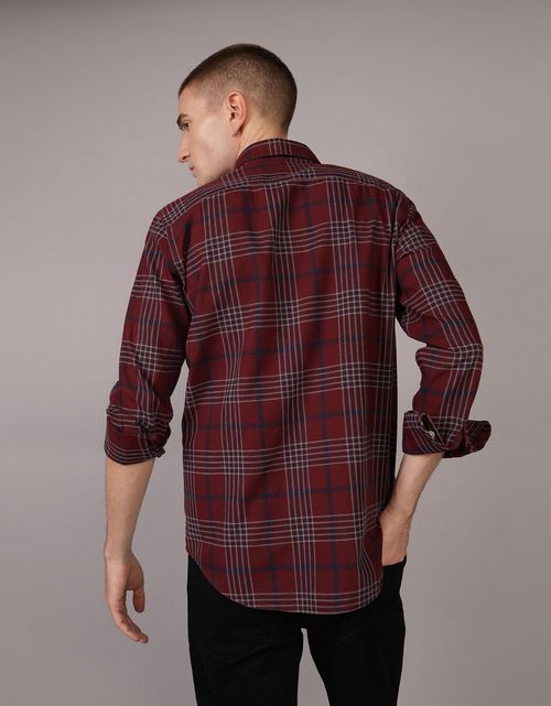 Camisa Manga Larga con patrón de cuadros Hombre AE