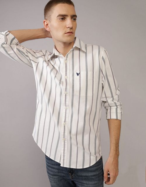 Camisa Slim de Rayas Manga Larga Hombre AE