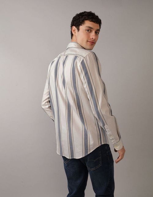 Camisa Slim de Rayas Manga Larga Hombre AE