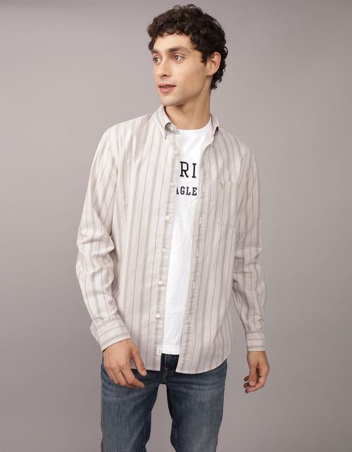 Camisa Slim de Rayas Manga Larga Hombre AE