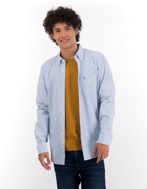 Camisa Slim de Rayas Manga Larga Hombre AE