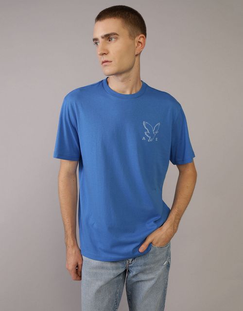 Camiseta Ae con diseño de bloques de color y estampado tipográfico