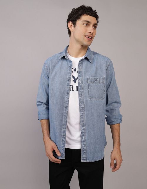 Camisa en Denim Manga Larga de Hombre