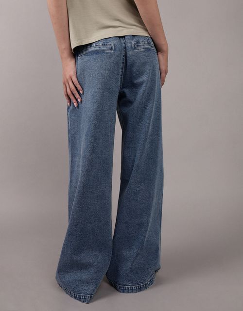 Jean baggy recto de tiro alto de mujer AE