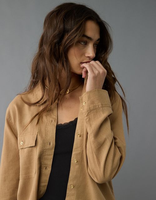 Camisa manga larga de botones de mujer AE