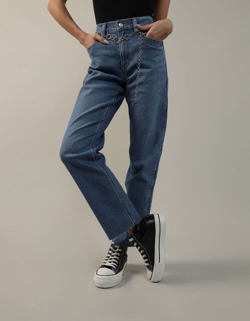 Jean straight de tiro alto de mujer AE