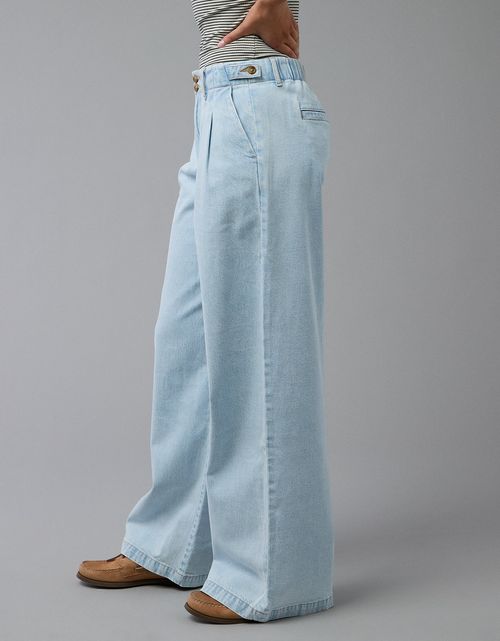 Jean baggy recto de tiro alto de mujer AE