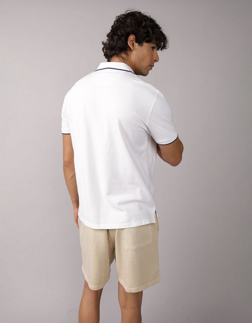 Polo de Piqué Elástico con Apariencia Desgastada para Hombre