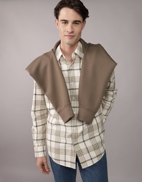 Camisa Manga Larga con patrón de cuadros Hombre AE