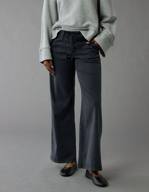 Pantalón ancho de tiro bajo y pierna ancha Ae Stretch