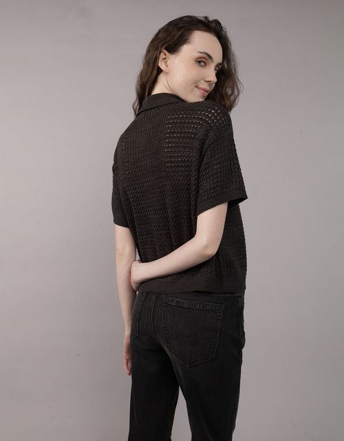 Camisa manga corta tejida de mujer AE