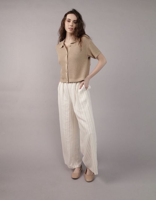 Camisa manga corta tejida de mujer AE