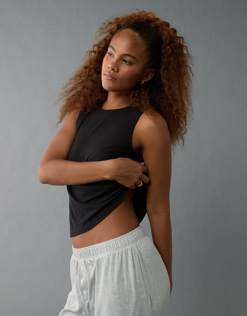 Camiseta sin mangas suave y sexy de corte amplio