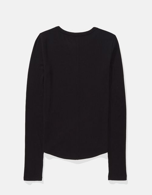 Camiseta de manga larga suave y sexy para mujer