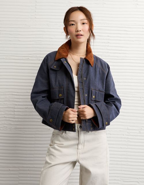 Chaqueta utilitaria recortada encerada Ae