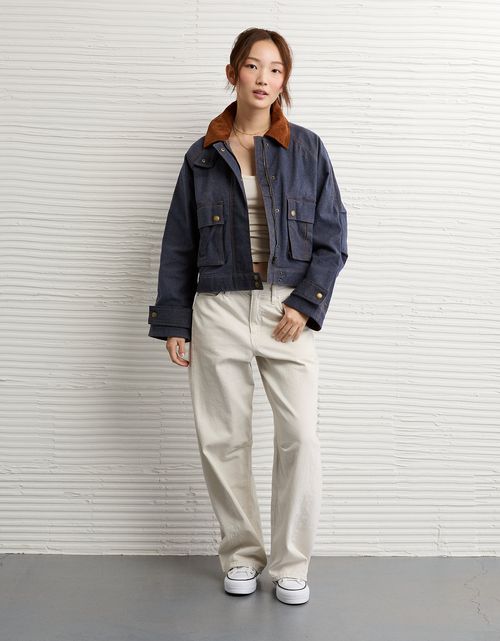 Chaqueta utilitaria recortada encerada Ae