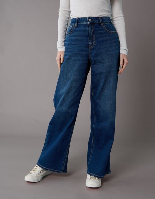 Jean anchos de pierna ancha súper talle alto y elástico de AE con caída soñadora