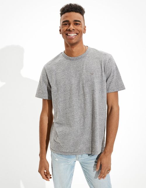 Camiseta cuello redondo Ae con logo y efecto flamé